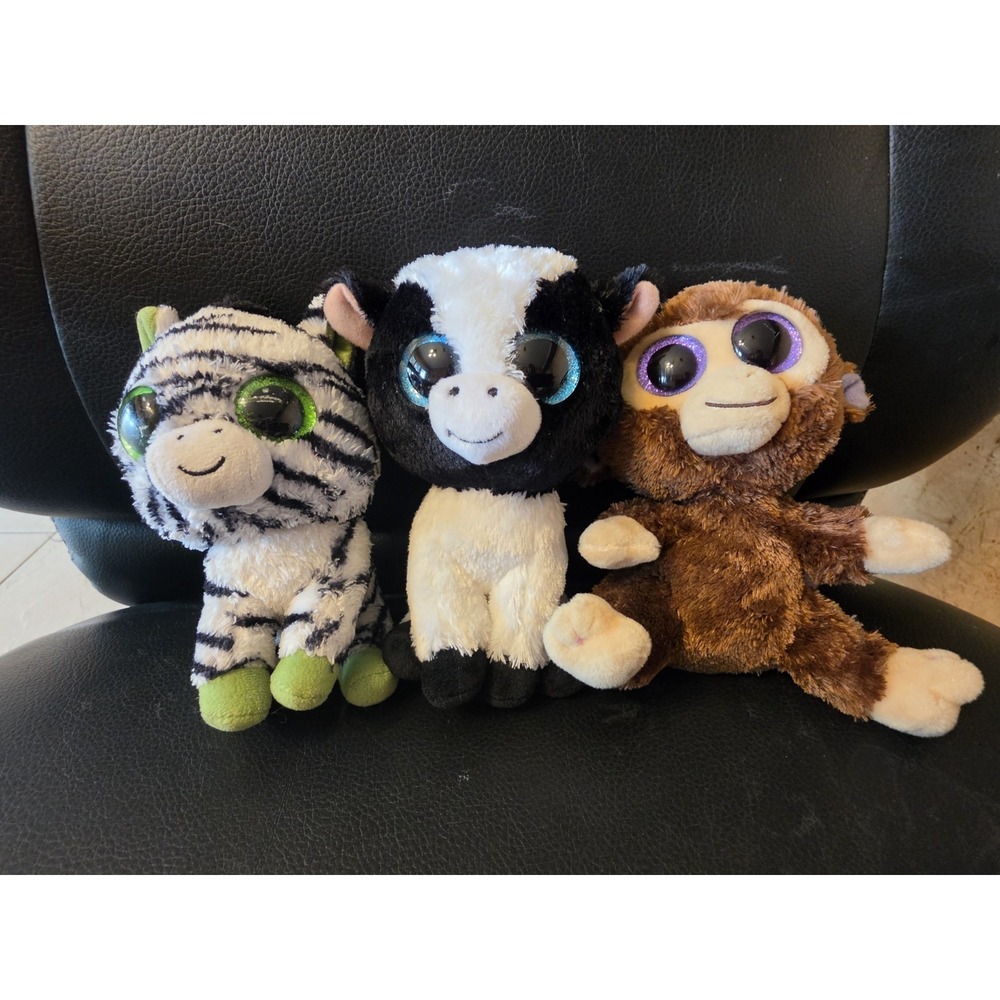 3- Ty Beanie Boos Coconut, Butter, Zig Zag